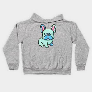 Green Kawaii Style Frenchie Puppy Kids Hoodie